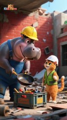 Kudanil kerja bangunan part 2 #kudanil #kucinglucu #ceritaanak #cat #hippo