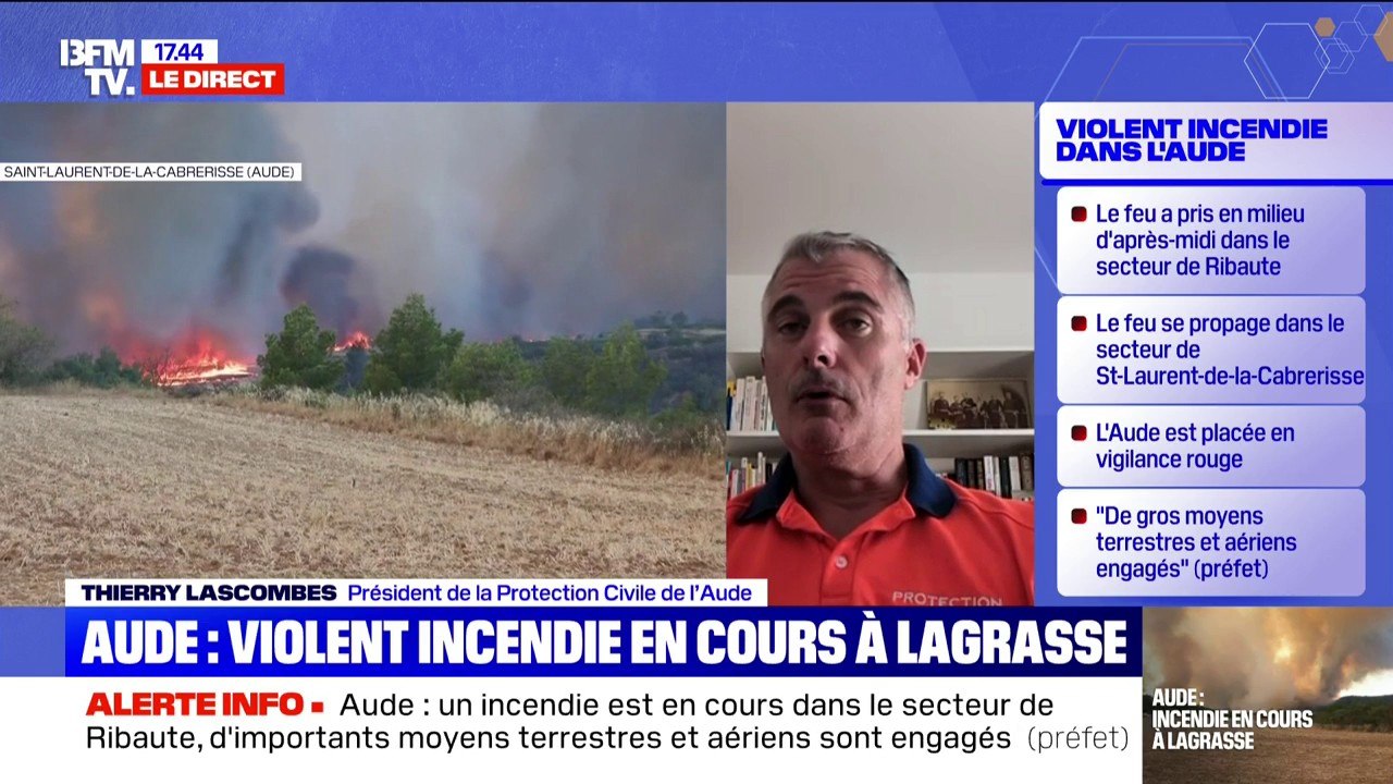 Incendie dans l'Aude: selon Thierry Lascombes, président de la protection civile de l'Aude, "les gens sont de plus en plus soucieux" concernant la prévention contre les feux