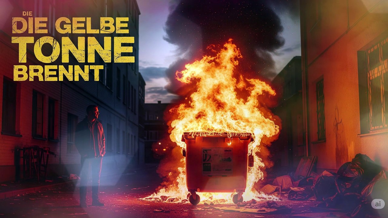 Die gelbe Tonne brennt