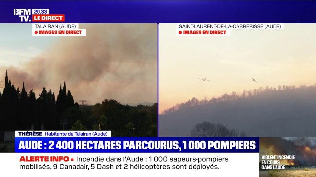 Incendie dans l'Aude: 1.000 pompiers sont mobilisés pour faire face aux flammes, qui ont déjà parcouru 2.400 hectares