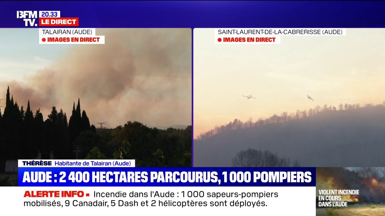 Incendie dans l'Aude: 1.000 pompiers sont mobilisés pour faire face aux flammes, qui ont déjà parcouru 2.400 hectares