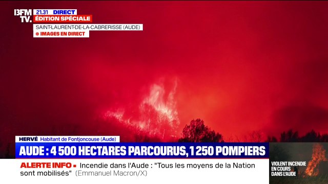 Incendie dans l'Aude: On n'a plus de réseau, plus d'électricité, on est coupé de tout , raconte Hervé, habitant de Fontjoncouse