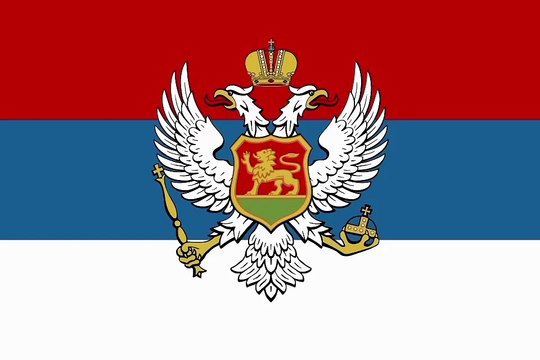 Flag of Kingdom of Montenegro. Bendera Kerajaan Montenegro. Kingdom of Montenegro Flag. Zastava Kraljevine Crne Gore. Застава Краљевине Црне Горе. Drapeau du Royaume du Monténégro. Bandeira do Reino de Montenegro. Bandera del Reino de Montenegro. 黑山王国国旗