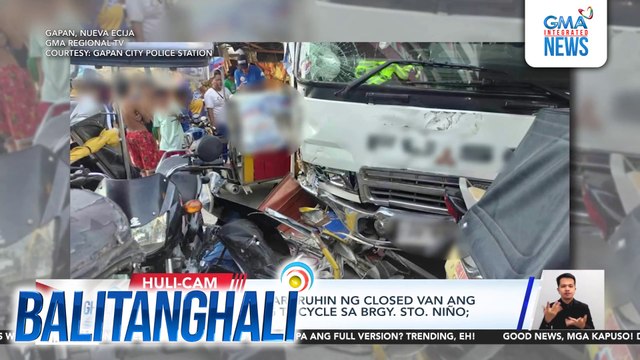 2 kritikal matapos araruhin ng closed van ang 4 na nakaparadang tricycle sa Brgy. Sto.Niño; 3 iba pa, sugatan | Balitanghali