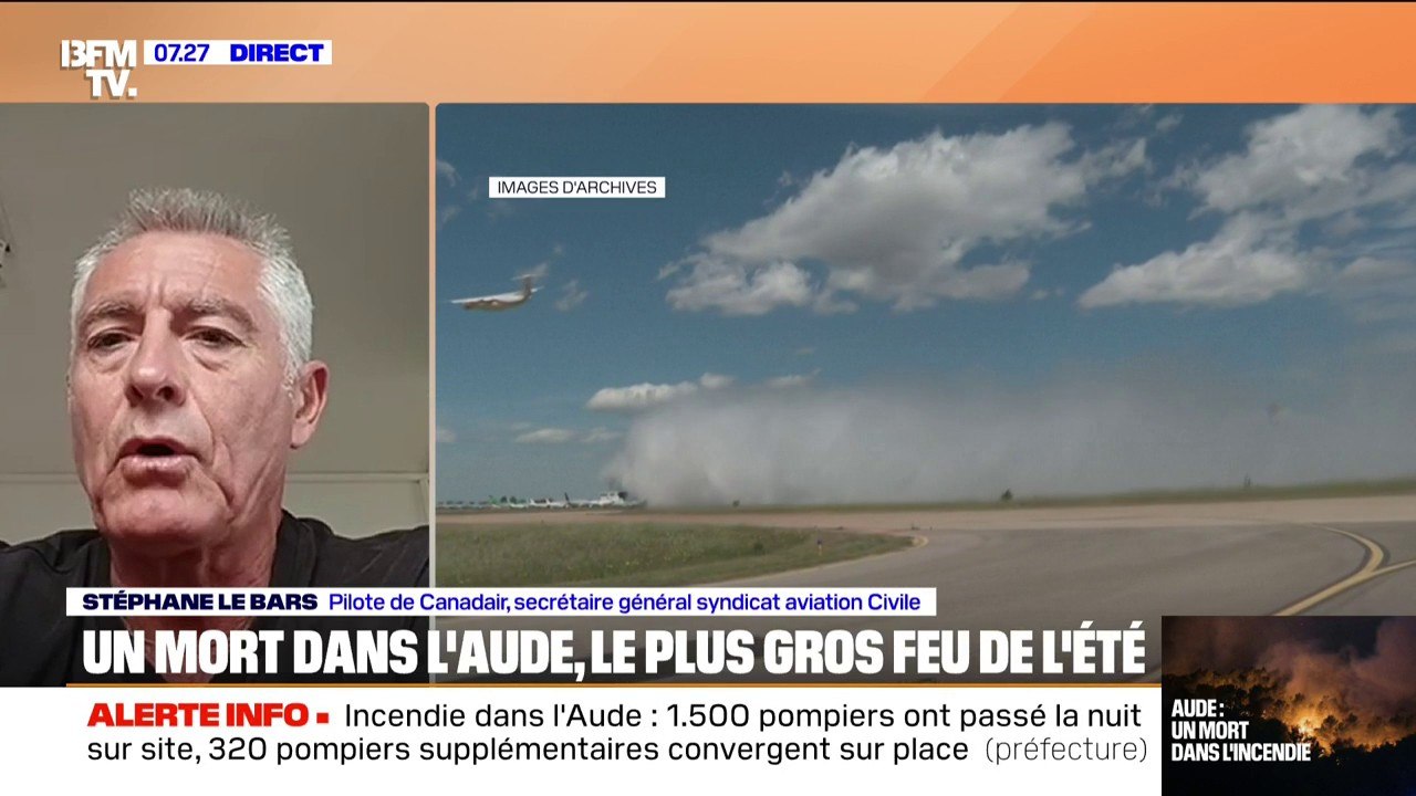 Incendie dans l'Aude: "Quatre Canadair ont décollé et un Dash est parti de Bordeaux en direction de ce feu", explique  Stéphane Le Bars (pilote de Canadair)