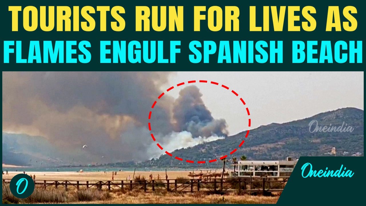 Terrifying Video: People Flee As Wildfire Erupts Near Tourist Beach In Tarifa | Spain Wildfires