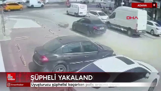 Adana'da uyuşturucu şüphelisi kaçarken polis aracına çarpınca yakalandı