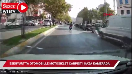 Esenyurt'ta otomobille motosiklet çarpıştı; kaza kamerada