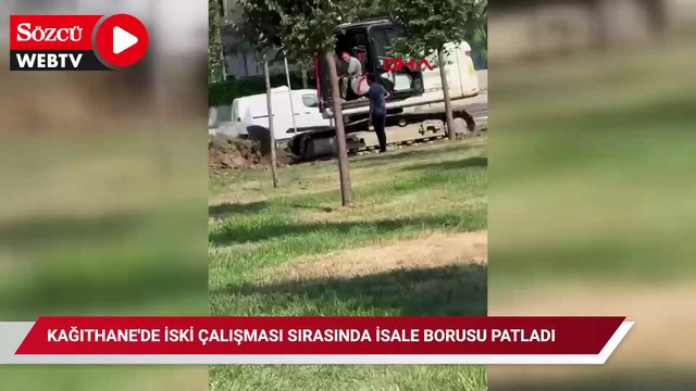 Kağıthane'de İSKİ çalışması sırasında isale borusu patladı