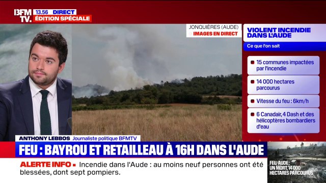 Incendie dans l'Aude: le Premier ministre, François Bayrou, et le ministre de l'Intérieur, Bruno Retailleau attendu sur place à 16h