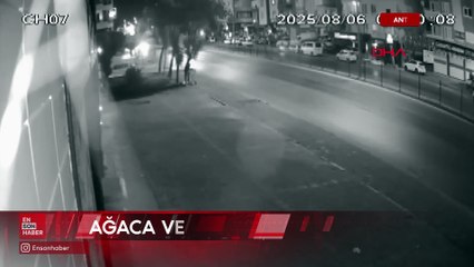 Antalya'da alkollü ve ehliyetsiz sürücü otomobiliyle ağaca ve iş yerine çarptı