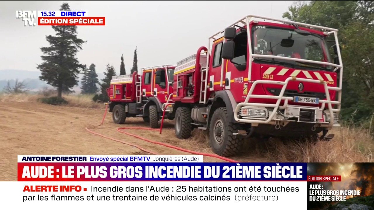 Incendie dans l'Aude: les pompiers des Bouches-du-Rhône ravitaillent leurs camions avant de repartir combattre le feu