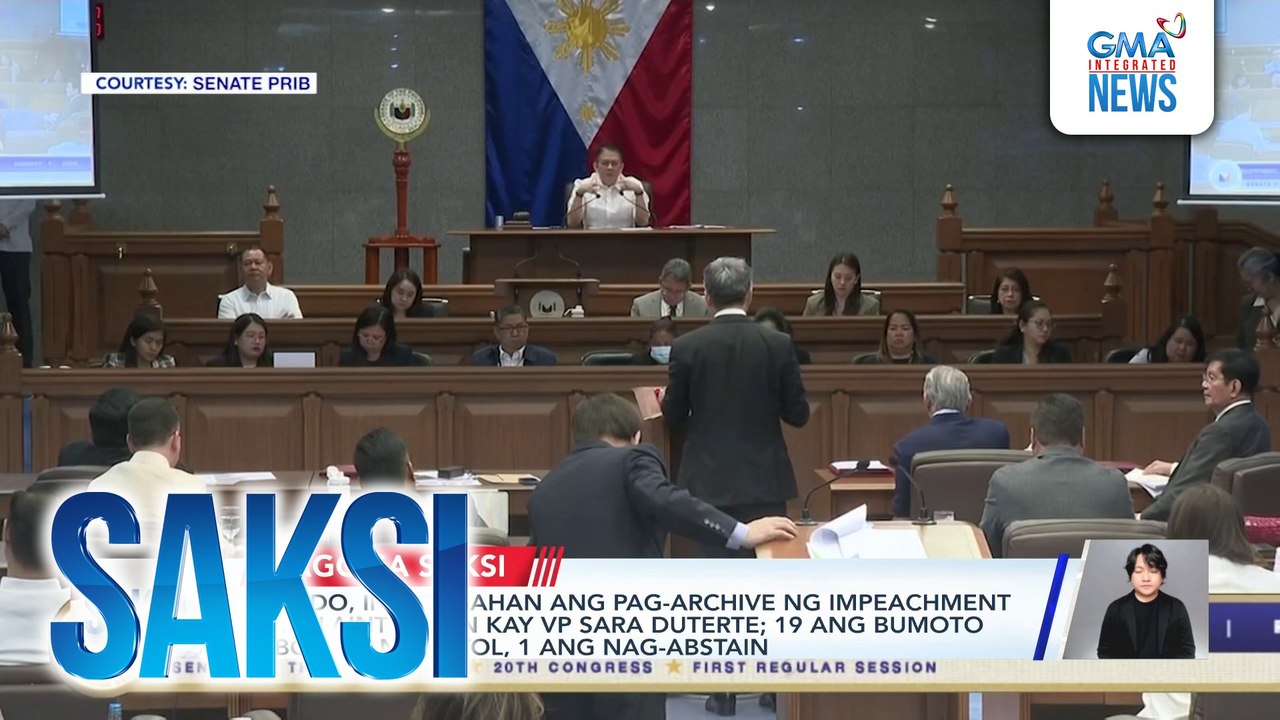 Senado, inaprubahan ang pag-archive ng impeachment complaint laban kay VP Sara Duterte; 19 ang bumoto pabor , 4 ang tutol, 1 ang nag-abstain | Saksi