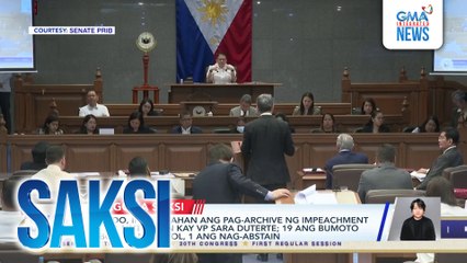 Senado, inaprubahan ang pag-archive ng impeachment complaint laban kay VP Sara Duterte; 19 ang bumoto pabor , 4 ang tutol, 1 ang nag-abstain | Saksi