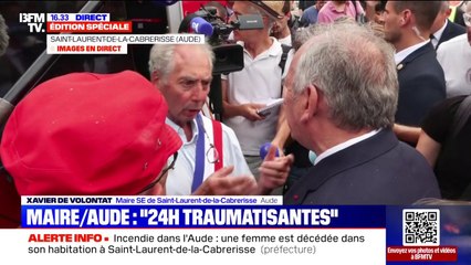 Incendie dans l'Aude: "Il y a 600 hectares de vignes perdus", indique le maire de Saint-Laurent-de-la-Cabrerisse à François Bayrou