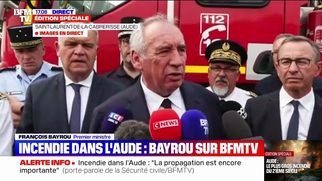 Incendie dans l'Aude : Le Premier Ministre Français Bayrou est sur place et affirme Une catastrophe d'une ampleur sans précédent
