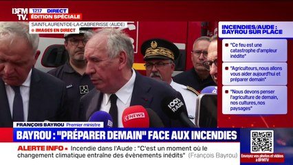 François Bayrou assure que "tous les moyens nécessaires ont été mobilisés" pour lutter contre le feu dans l'Aude