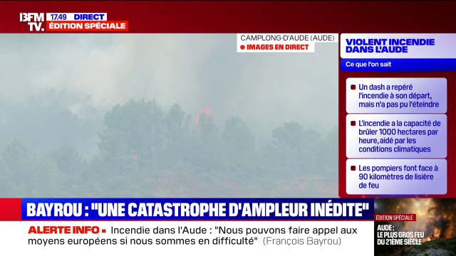 Incendie dans l'Aude: quatre hélicoptères bombardiers d'eau font face à une nouvelle reprise de feu