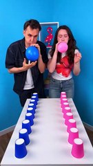 Balloon Challenge With Plastic Glasses 🎈🤩 #challenge #shorts