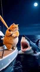cat vs shark #youtubeshorts #funny #cartoon #yourcat