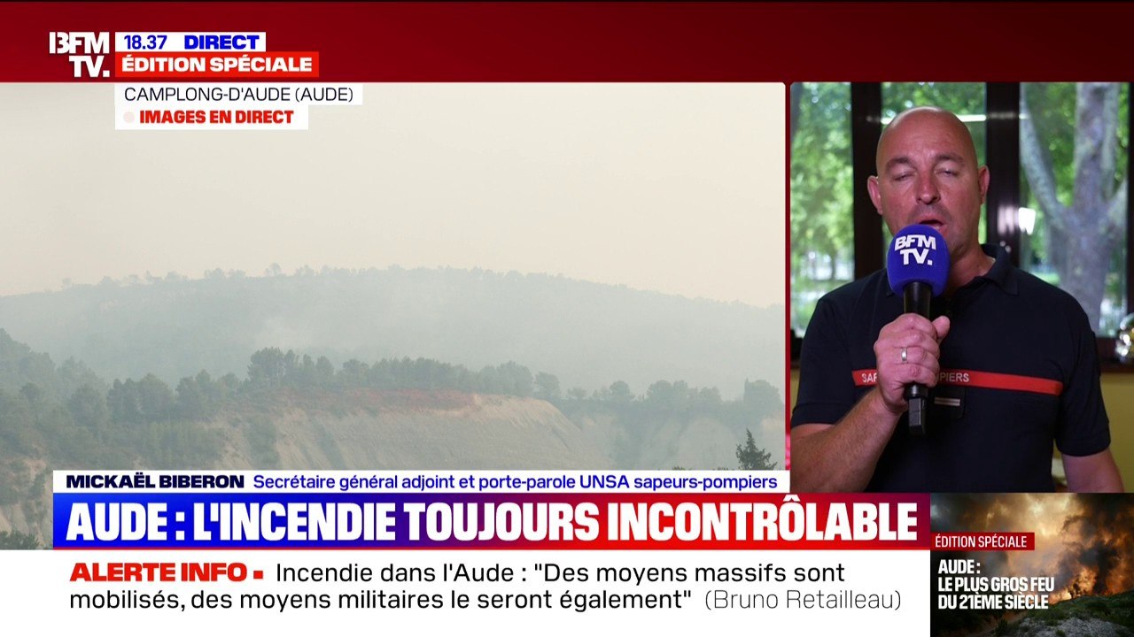Incendie dans l'Aude: "La nuit n'est pas une mauvaise nouvelle", assure Mickaël Biberon, porte-parole UNSA sapeurs-pompiers