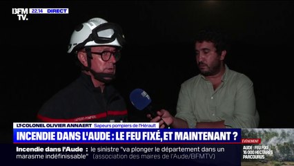 Feu fixé dans l'Aude: "Notre mission maintenant, c'est de faire de la surveillance", affirme le lieutenant-colonel Olivier Annaert, sapeur-pompier de l'Hérault