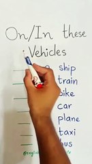 Using Prepositions IN & ON with Vehicles! ✅ #prepositions   #englishlearning