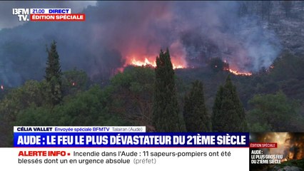 Incendie dans l'Aude: à la tombée de la nuit, le feu continue de progresser, après avoir déjà parcouru 16.000 hectares