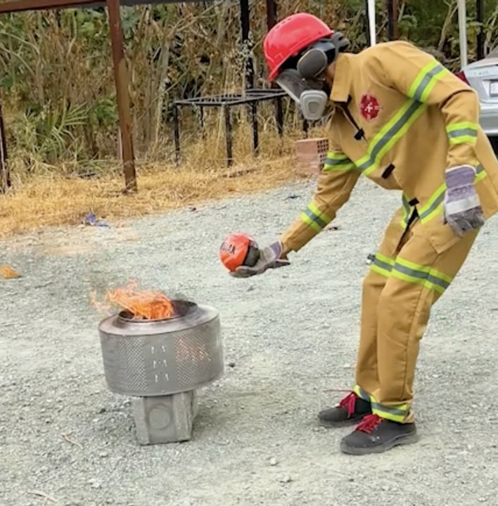 Watch fire suppression work with ball extinguisher test