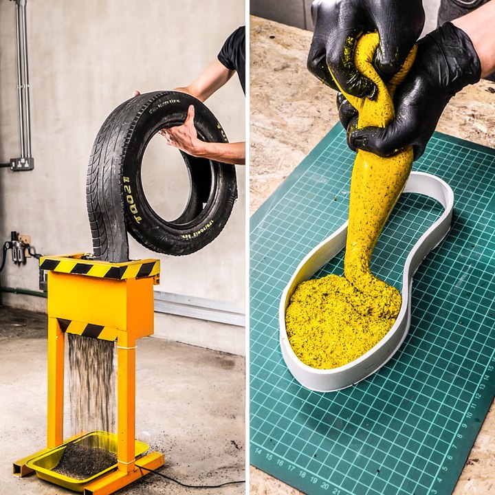 recycled car tyres get a new fashionable life ♻️ 👞 #diy #shoetok #recycle #fyp #creative