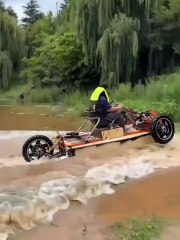 A three-wheeler boat that can be turned into car