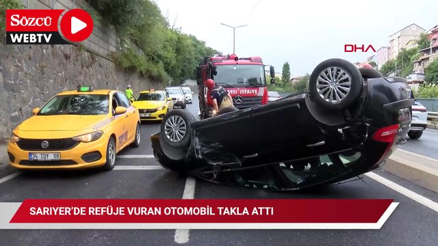Sarıyer’de refüje vuran otomobil takla attı; sürücü yaralandı