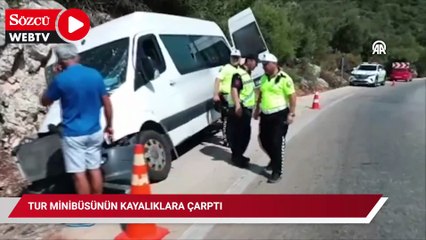 Antalya'da tur minibüsünün kayalıklara çarpması sonucu 17 kişi yaralandı
