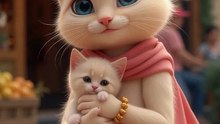 cute mother cat and kitten