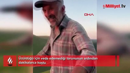Duygusal anlar! Veda edemedi; Bir süre sonra dayanamayıp aracın peşinden koştu