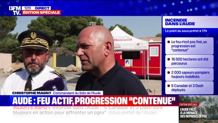 Incendie dans l'Aude: "On verra ce soir, si on aura un feu fixé", indique le colonel Christophe Magny, directeur du SDIS 11
