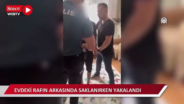 33 yıl hapisle aranan firari hükümlü, evdeki rafın arkasında saklanırken yakalandı; operasyon kamerada