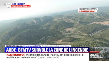 Feu fixé dans l'Aude: les images prises en direct par l'hélicoptère de BFMTV