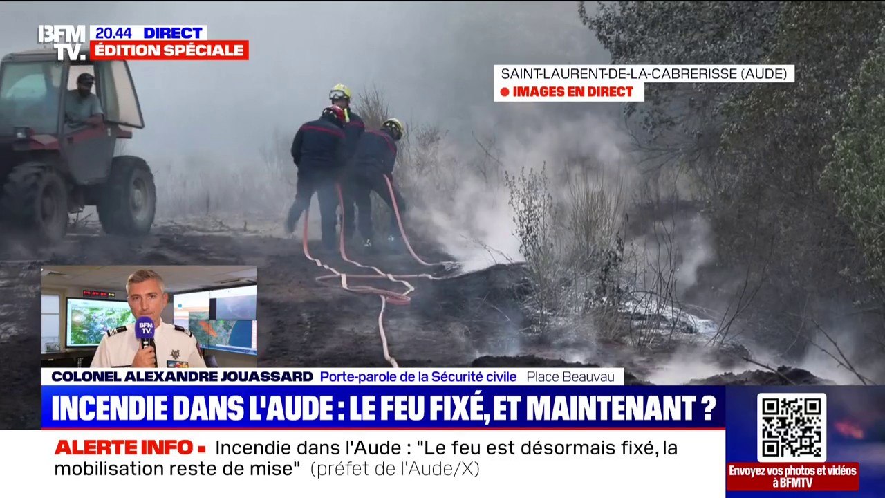 Feu fixé dans l'Aude: le colonel Alexandre Jouassard, porte-parole de la Sécurité civile, fait état "de bons espoirs" pour que le feu soit maîtrisé d'ici demain matin