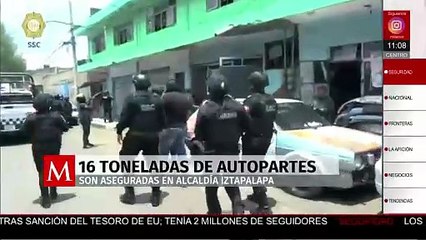 Operativo en CdMx deja 16 toneladas de autopartes incautadas