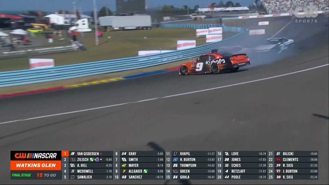 NASCAR Xfinity 2025 Watkins Glen Race Zilisch Van Gisbergen Big Crash