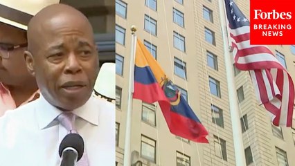 New York City Mayor Eric Adams Attends Ecuadorian Flag Raising Ceremony In Downton Manhattan