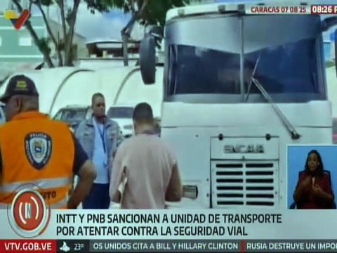INTT sanciona unidad de transporte en Antímano por conducir a exceso de velocidad