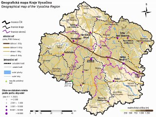 Map of Vysocina Region. Peta Daerah Vysocina. Vysocina Region Map. Map of Region of Vysocina. Region of Vysocina  Map. Mapa kraje Vysočina. Mapa da região de Vysočina. Carte de la région de Vysočina. Mapa de la región de Vysočina. Harta regiunii Vysočina