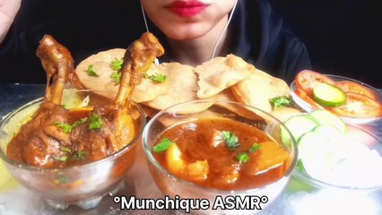 Eating Spicy Chicken Curry With Puri | ASMR Eating - Mukbang