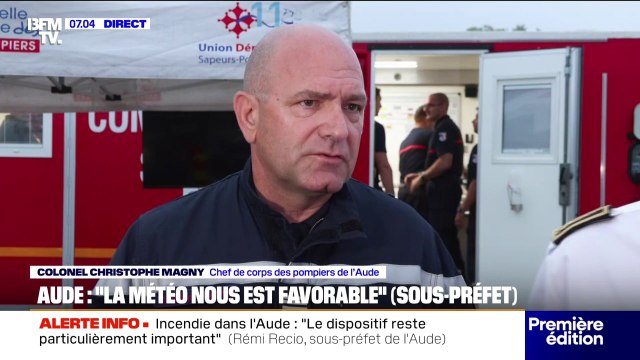 Feu fixé dans l’Aude: “Les objectifs de la journée sont de traiter les lisières et les points chauds”, explique le colonel Christophe Magny, chef de corps des pompiers de l’Aude