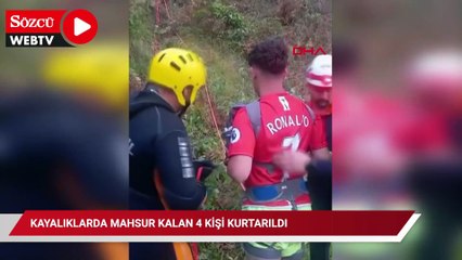Kayalıklarda mahsur kalan 4 kişi kurtarıldı