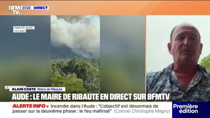 Feu dans l'Aude: "Je n'ai jamais vu quelque chose d'une telle intensité, on est certains que c'est parti de chez moi malheureusement", déclare le maire de Ribaute