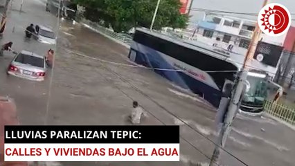 Lluvia extraordinaria inunda Tepic: autos varados y casas bajo el agua