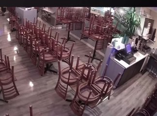 Woman Slips While Running and Falls on Floor